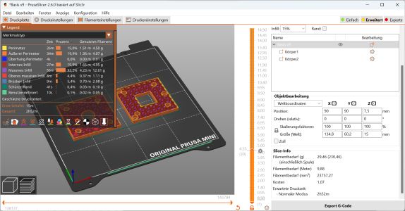 16 Slicen der 2 Teile der Basis